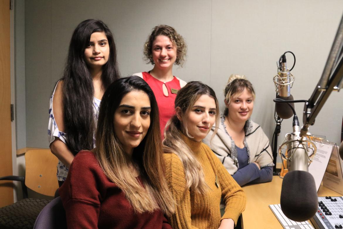 A Sound Constitution producers, back row: Manisha Dhiman, Kristin Miller. Front row, left to right Sanaz Mahmoudi, Niloufar Mahmoudi, Lindsay de Carvalho. Nursing Students Go On The Air To Promote Good Health